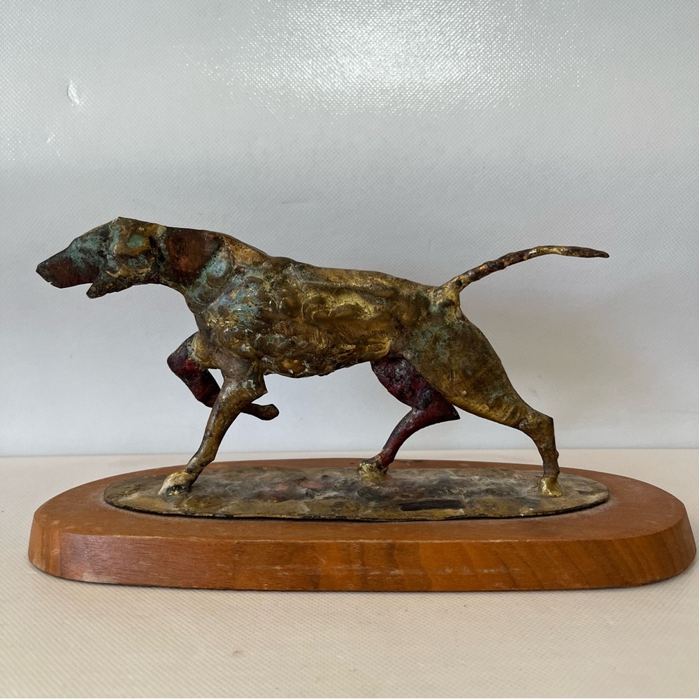Vintage Bill Lett Metal Sculpture Pointer Dog MCM Brutalist